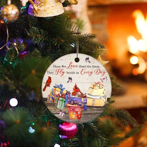 Miniatura 3 de Adornos de recuerdo de Navidad con texto en inglés «Those We Love Don't Go Away», adornos de cerámica para colgar en el árbol de Navidad