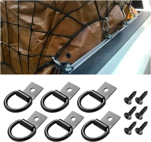 Anclajes de amarre de anillo en D para automóvil, 6 ganchos de soporte de anillo en D resistentes para vehículos con tornillos, anillo de amarre