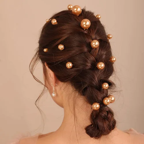 Miniatura 8 de Xerling 20 horquillas para el pelo de perlas negras, accesorios vintage para el cabello para niñas, tocados bohemios y mujeres (negro)