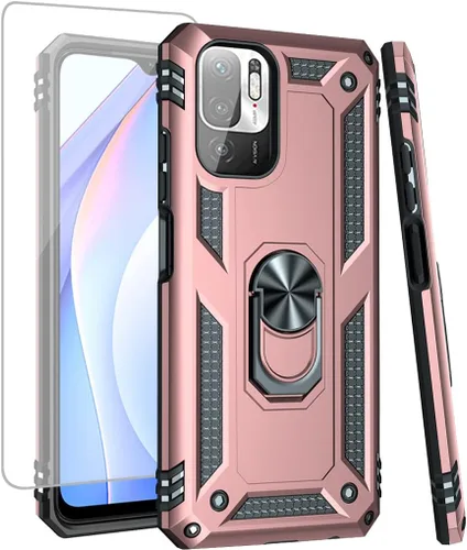 Funda para Mi para Poco M3 Pro/para Redmi Note 10T 5G con protector de pantalla de vidrio templado, [grado militar] Soporte magnético de montaje en