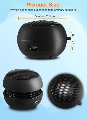 Miniatura 6 de Mini altavoz portátil con cable USB pequeños altavoces con conector de entrada auxiliar de 0.138 in, altavoces de viaje para computadora portátil