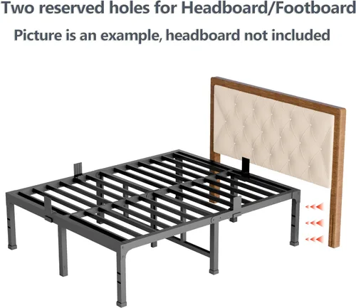 Miniatura 5 de FUIOBYVV Marcos de Cama Individual, Marco de Cama de Plataforma de Metal Resistente de 18 Pulgadas Tamaño Individual Soporta Hasta 3500 Libras, No