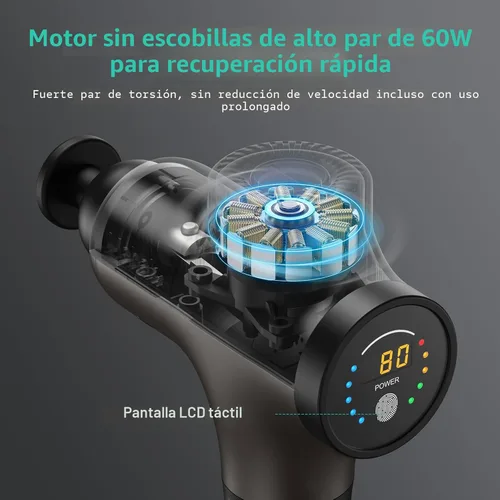 Miniatura 6 de Mebak 3 Pistola de Masaje, Pistola de Masaje de Tejido Profundo para Atletas, Masajeador Profesional de Percusión Muscular, Masajeador para Alivio
