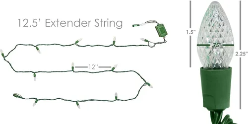 Miniatura 5 de 1101950 Luces habilitadas para la aplicación, cadena extensor C7 con 12 luces LED RGB y cable verde