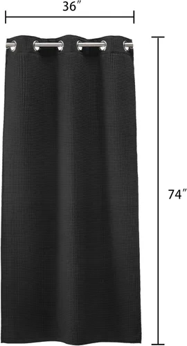 Miniatura 7 de Cortina de baño River Dream de 36" de ancho con diseño de ondas de gofre, sin ganchos, con forro a presión, cortina de baño de tela de mezcla
