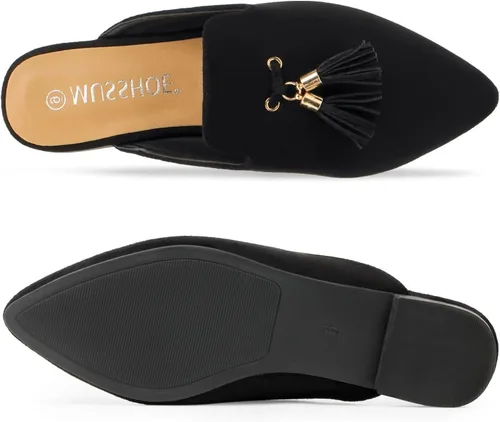 Miniatura 6 de MUSSHOE Mules para mujer, cómodos, puntiagudos, sin cordones, zapatos planos
