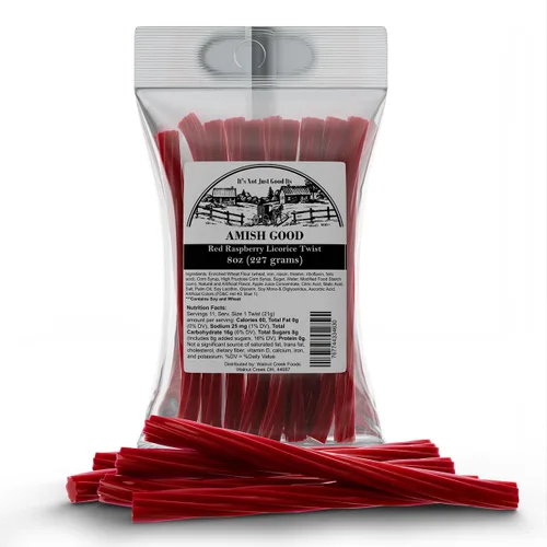 Miniatura 14 de Amish Good Gourmet Dulces de Regaliz Retorcidos - Golosina Premium Dulce y Masticable, Regaliz Retorcido Jumbo de Cereza Roja Snack Perfecto Menos