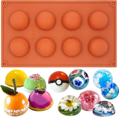 Miniatura 11 de FUNSHOWCASE Pequeña 15 cavidades semi esfera de media cúpula redonda molde de silicona chocolate tarta bandeja para hornear 1 unidad