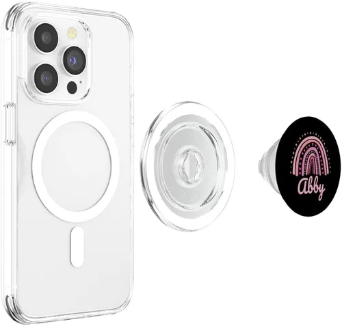 Miniatura 4 de Abby Name Personalized Funny Women Pink Rainbow Abby PopSockets MagSafe PopGrip for iPhone