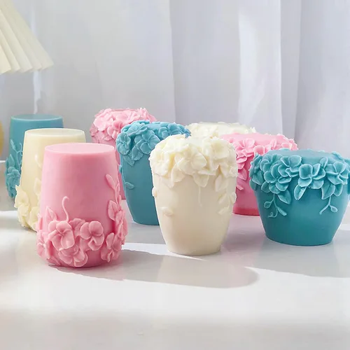 Miniatura 9 de Moldes de vela cilíndrica de silicona, 3D de flores de ratán para velas de aromaterapia, fabricación de jabón hecho a mano, moldes de cera
