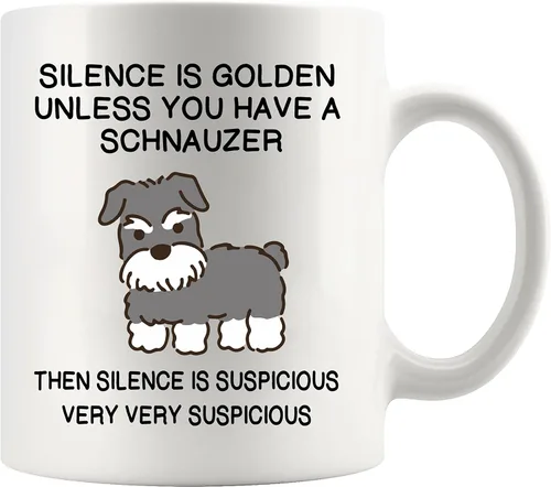 Miniatura 10 de Silence is Golden Unless You Have A Schnauzer Dog Mom Dad Pet Lover - Taza de cerámica para café (negro, 11 onzas)