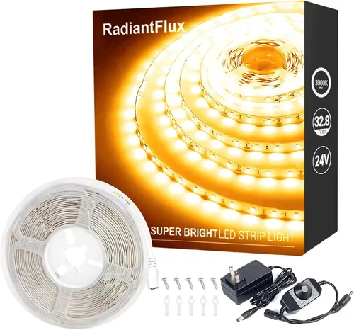 Miniatura 33 de RadiantFlux Tira de Luz Púrpura, Tira de Luz LED Púrpura Flexible de 30 Pies con Kit, 540 Perlas de Lámpara, Luz LED de 24V, No Impermeable