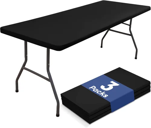 Miniatura 55 de homing Mantel cuadrado ajustable de poliéster impermeable, protector de mesa lavable para picnic, campamento, al aire libre (negro, 34 x 34 pulgadas)