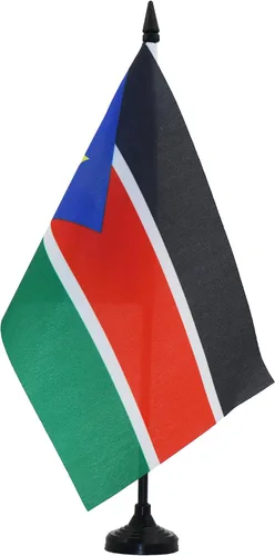 Miniatura 261 de AZ FLAG Sierra Leone Bandera de mesa 5'' x 8'' - Bandera de escritorio de Sierra Leona 21 x 14 cm - Bastón y base de plástico negro