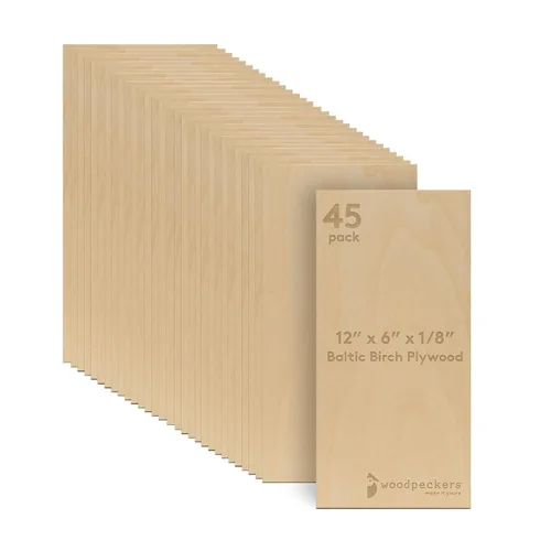 Miniatura 33 de Woodpeckers - Madera contrachapada de abedul báltico, 0.118 in, 1/8 x 5 x 7 pulgadas, paquete de 12 hojas de abedul báltico de grado B/BB, perfectas