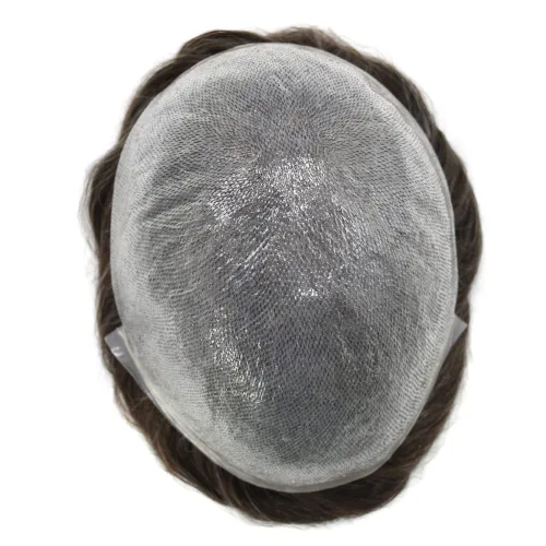 Miniatura 7 de Toupee para hombres ultra fina piel cabello humano pieza para hombres Toupee V-loop de aspecto natural sistema de reemplazo de cabello postizo