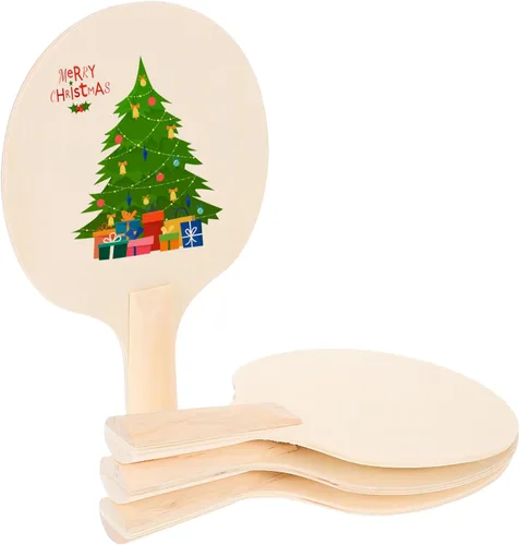 Unfinished Wooden Ping Pong Paddles, 2 Pairs Unpainted Wood Table Tennis Paddles - Plain Wood Table Tennis Rackets for Indoor & Outdoor Games