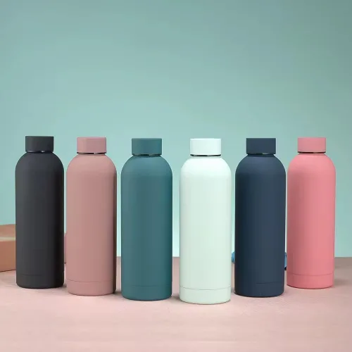 Miniatura 4 de Botella de agua deportiva de boca estrecha aislada de acero inoxidable de 17 onzas, frasco de vacío con forma de cola de doble pared
