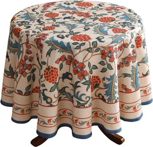Miniatura 35 de patdrea - Mantel de lino floral, grueso, decorativo y francés para mesas rectangulares o cuadradas, para cocina y comedor, 55 x 79 pulgadas
