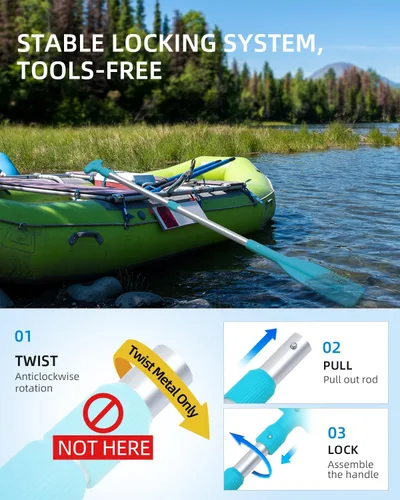 Miniatura 3 de OCEANBROAD Remo telescópico de emergencia de 21''-42'' (requiere ensamblaje)/26''-54'' eje de aluminio para kayak, navegación, piragüismo, tubing