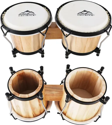 Miniatura 5 de EastRock Bongo - Juego de tambor de 6 y 7 pulgadas para adultos, principiantes, profesionales, instrumentos de percusión de madera y metal con bolsa