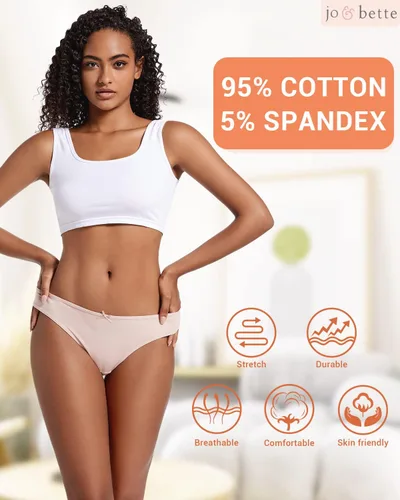 Miniatura 2 de Jo & Bette Tangas de algodón para mujer, ropa interior de bikini, tangas sin costuras, transpirables, paquete de 6 o 12