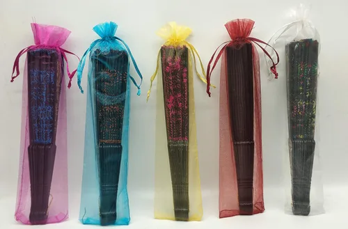 Miniatura 2 de Ankirol 100 bolsas de organza transparente de 2.4 x 10.6 pulgadas, bolsa de regalo de organza plegable con bolsas de seda con cordón para abanicos