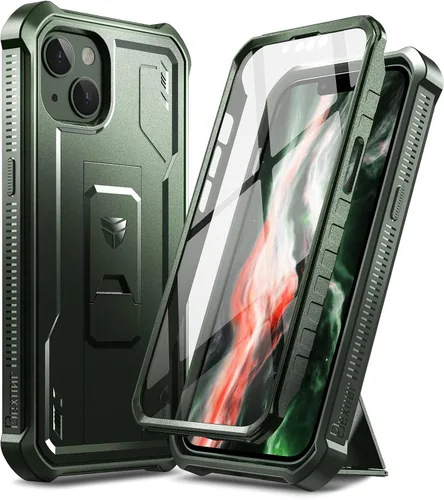 Dexnor Funda para iPhone 14 para iPhone 13 de 6.1 pulgadas, [protector de pantalla y soporte integrados] Protección de grado militar resistente a