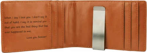 Miniatura 2 de Cartera de cuero personalizada con clip para dinero, regalos perfectos para hombres, regalos para marido, regalos para hijo, regalos para papá
