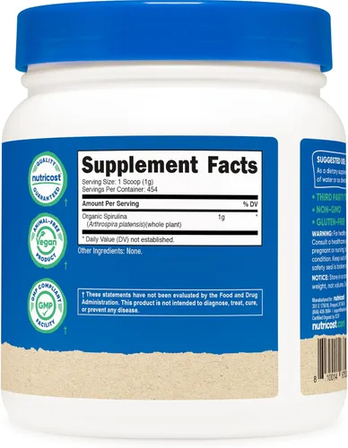Miniatura 5 de Nutricost Polvo de Espirulina Orgánica 454 Gramos, 1 Libra - Espirulina Orgánica Certificada Pura
