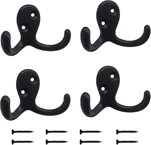 Miniatura 9 de Kruodop Paquete de 10 Ganchos de Pared Montados en Pared Ganchos para Abrigos para Colgar Resistentes, Ganchos Negros para Toallas, Colgador