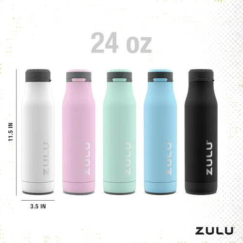 Miniatura 7 de Botella de agua con aislamiento al vacío de acero inoxidable ZULU Ace con pico para tragar, tapa con cierre a prueba de fugas y base extraíble