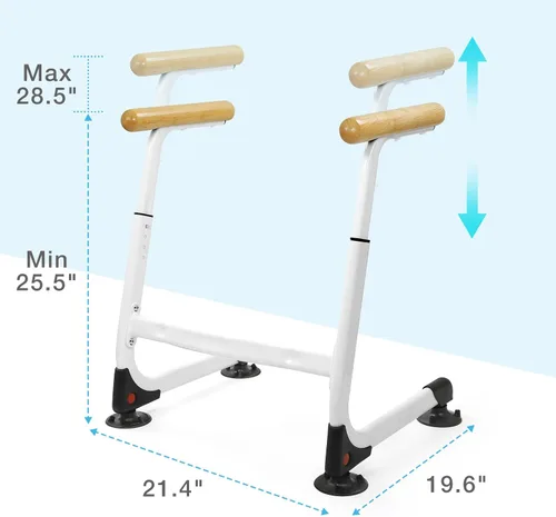 Miniatura 7 de Rieles de seguridad para inodoro (350 libras), marco de seguridad de inodoro de altura ajustable para ancianos y discapacitados, rieles de seguridad