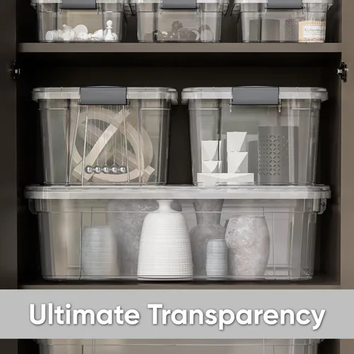 Miniatura 7 de Superio Caja de almacenamiento transparente con tapa, contenedores de plástico de 2.3 cuartos para organizar, cajas apilables, sin BPA, no tóxico