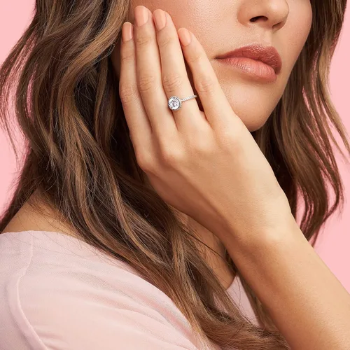 Miniatura 3 de PANDORA Joyería Anillo redondo de circonita cúbica brillante Regalo para ella Plata de ley, Metal, Zirconia cúbica