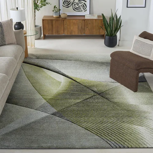 Miniatura 22 de SAFAVIEH Hollywood Collection - Alfombra decorativa de 2 pies 7 pulgadas x 5 pies, gris y azul, diseño moderno de mediados de siglo, no desprende