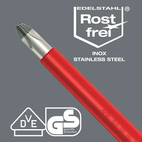 Miniatura 8 de Wera 05022732001 Kraftform - Destornillador ranurado de acero inoxidable VDE 3160i, punta láser, cabeza de 7/32 pulgadas, longitud de hoja de 3.86