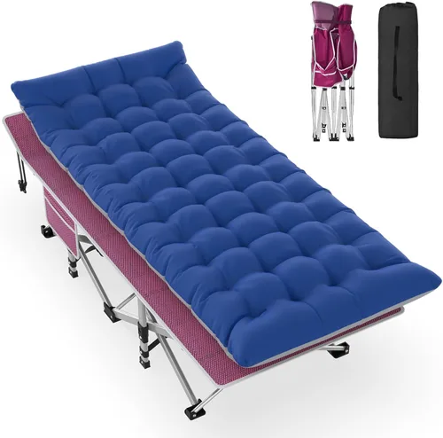 Miniatura 13 de Slendor Cuna de Camping, Cunas de Camping Plegables para Adultos, Cuna de Dormir Portátil con Bolsa de Transporte, Oxford de Doble Capa 1200D, Cama