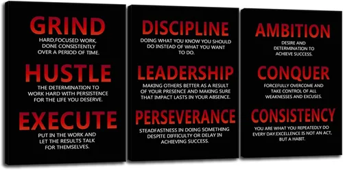 Miniatura 37 de Arte de Pared Motivacional 40 Razones para Entrenar 3 Piezas Pintura Impresión en Lienzo Decoración de Oficina Póster Mentalidad Millonaria