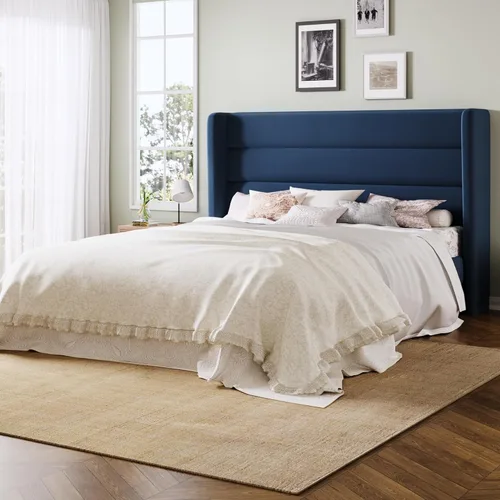 Miniatura 16 de Allewie - Base de cama tamaño Queen con cabecera acolchada tapizada en terciopelo con respaldo abatido, sin necesidad de somier, espacio de Blanco
