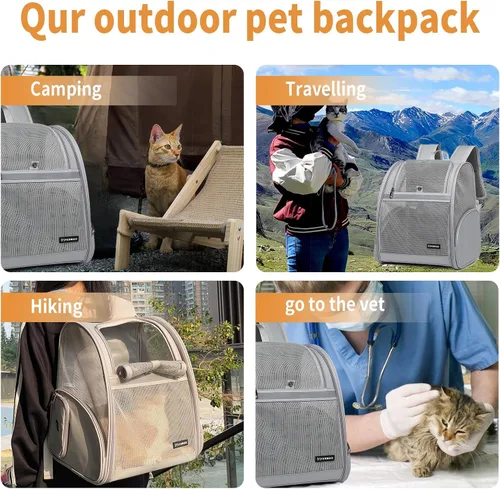 Miniatura 7 de Mochila Transportadora para Gatos para Perros Pequeños y Gatos Medianos, Cachorro, Gatito, Conejo, Mochila Transportadora de Mascotas Plegable