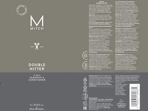 Miniatura 7 de MITCH by Paul Mitchell Double Hitter Champú y acondicionador 2 en 1 para hombres, para todo tipo de cabello