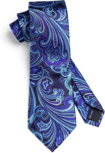 Miniatura 203 de HISDERN Corbatas para hombre, corbata de cachemira y bolsillo cuadrado tejido clásico floral para hombre, corbata de fiesta de boda