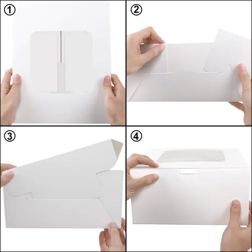 Miniatura 7 de SmilerSmile 24 cajas para pasteles de 10 x 10 x 5 pulgadas, cajas cuadradas blancas para panadería con ventana, cajas de pastelería para pasteles