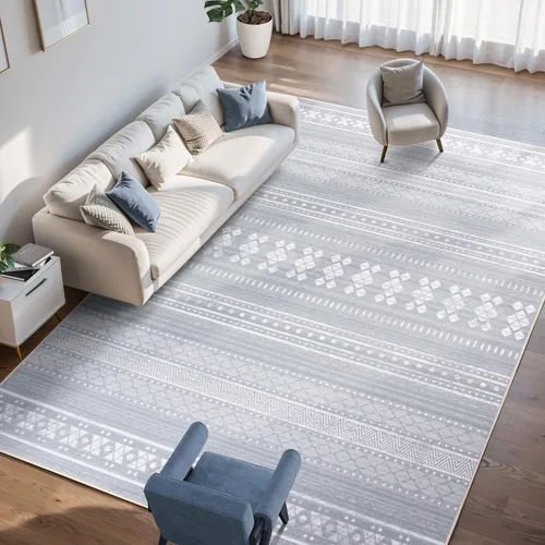Miniatura 27 de Alfombras de 6 x 9, alfombras grandes lavables con flores estilo boho, alfombra de pelo bajo antideslizante y ultradelgada, alfombra para puerta