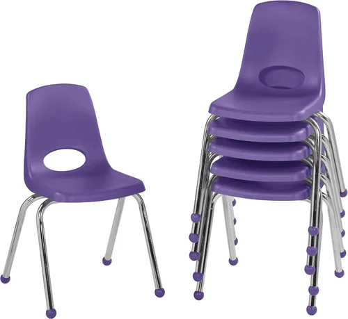 Miniatura 71 de FDP 16" Silla apilable escolar, silla de estudiante apilable con patas de acero cromado y ruedas; para aprendizaje en casa o en el aula - Gris claro