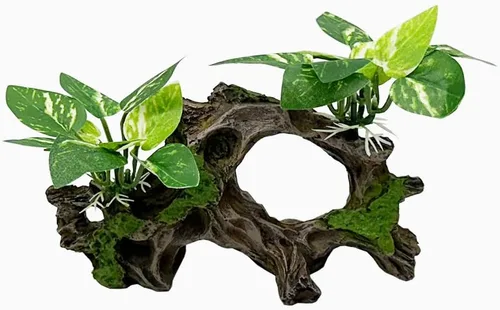 Miniatura 11 de Decoraciones de pecera, adornos de decoración de acuario, almohadilla de hoja de seda Betta, hamaca artificial de madera flotante, cueva de peces