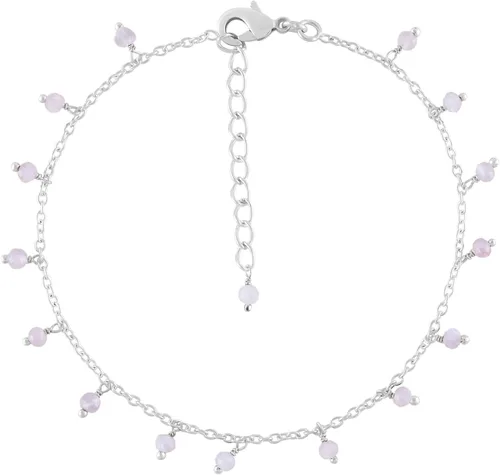 Miniatura 62 de Yanara Tobilleras de piedras preciosas para mujer, piedra natal natural, chapada en plata, joyería hecha a mano en 8.5 + 1.5 pulgadas, cristales
