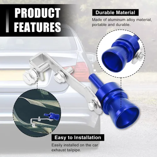 Miniatura 4 de X AUTOHAUX 2 unids M tamaño aleación de aluminio universal Turbo sonido escape silenciador tubo silbato coche rugido fabricante azul