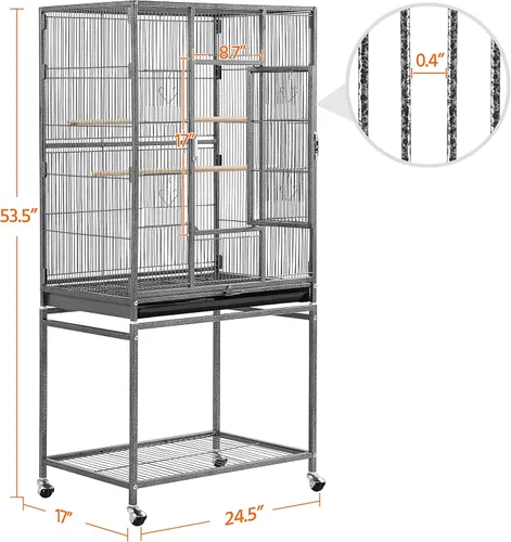 Miniatura 3 de Yaheetech Jaula de hierro forjado extra grande para periquitos con soporte desmontable para cacatúa, sol, mejilla, conure, agapornis, pinzón